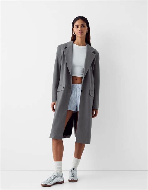 Abrigo gris bershka Continuara.org