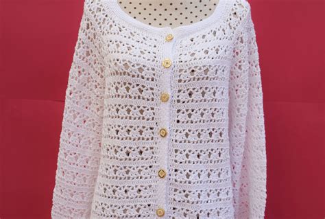Chaqueta blanca crochet Continuara.org