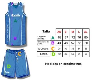 Equipacion baloncesto talla Continuara.org