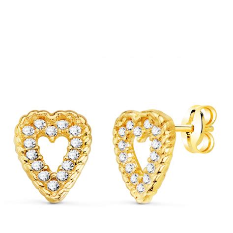 Pendientes corazones oro Continuara.org
