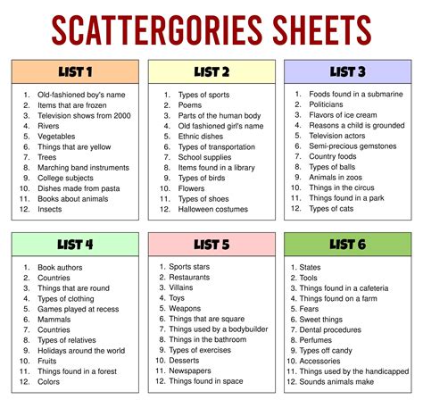 Scattergories Continuara.org