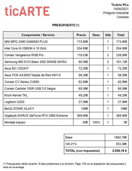 Tecnico pc presupuesto Continuara.org