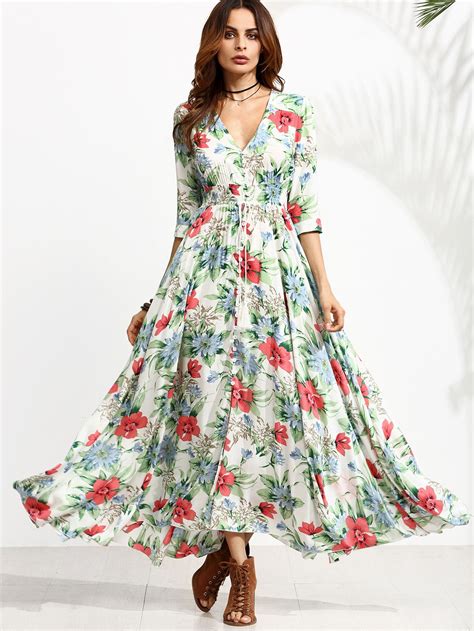 Vestido floral maxi Continuara.org