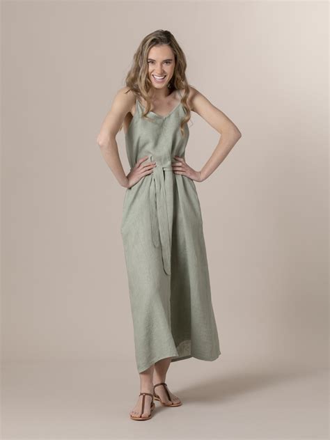 Vestido lino verde Continuara.org