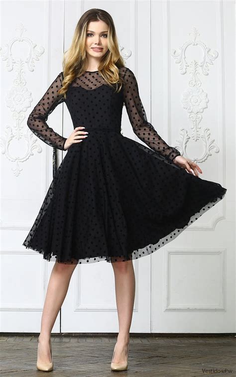 Vestido negro manga Continuara.org